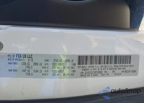 2019 Dodge Grand Caravan Gt из США, поврежденный, VIN 2C4RDGEG7KR739899